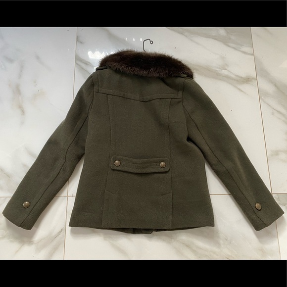 Khaki double breasted wool blend pea coat - Picture 2 of 3
